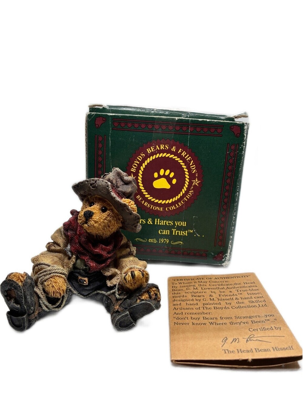 Boyds Bears & Friends Bearstone Hop-A-Long The Deputy #2247 Figurine w/ Box
